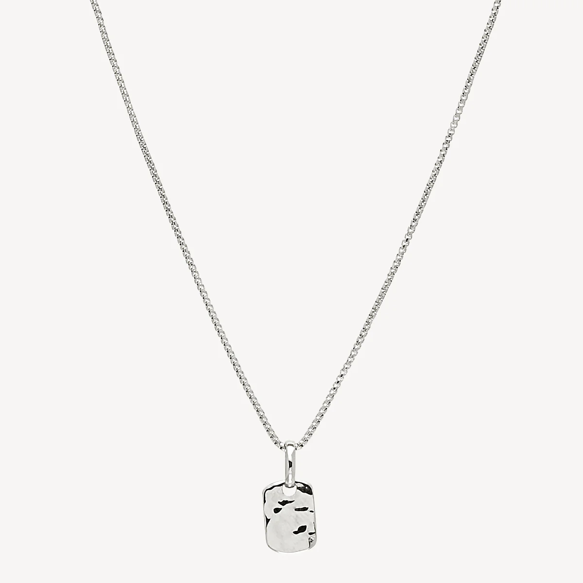 NAJO BEATEN SILVER TAG ON SILVER BOX CHAIN
