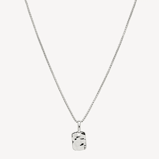 NAJO BEATEN SILVER TAG ON SILVER BOX CHAIN