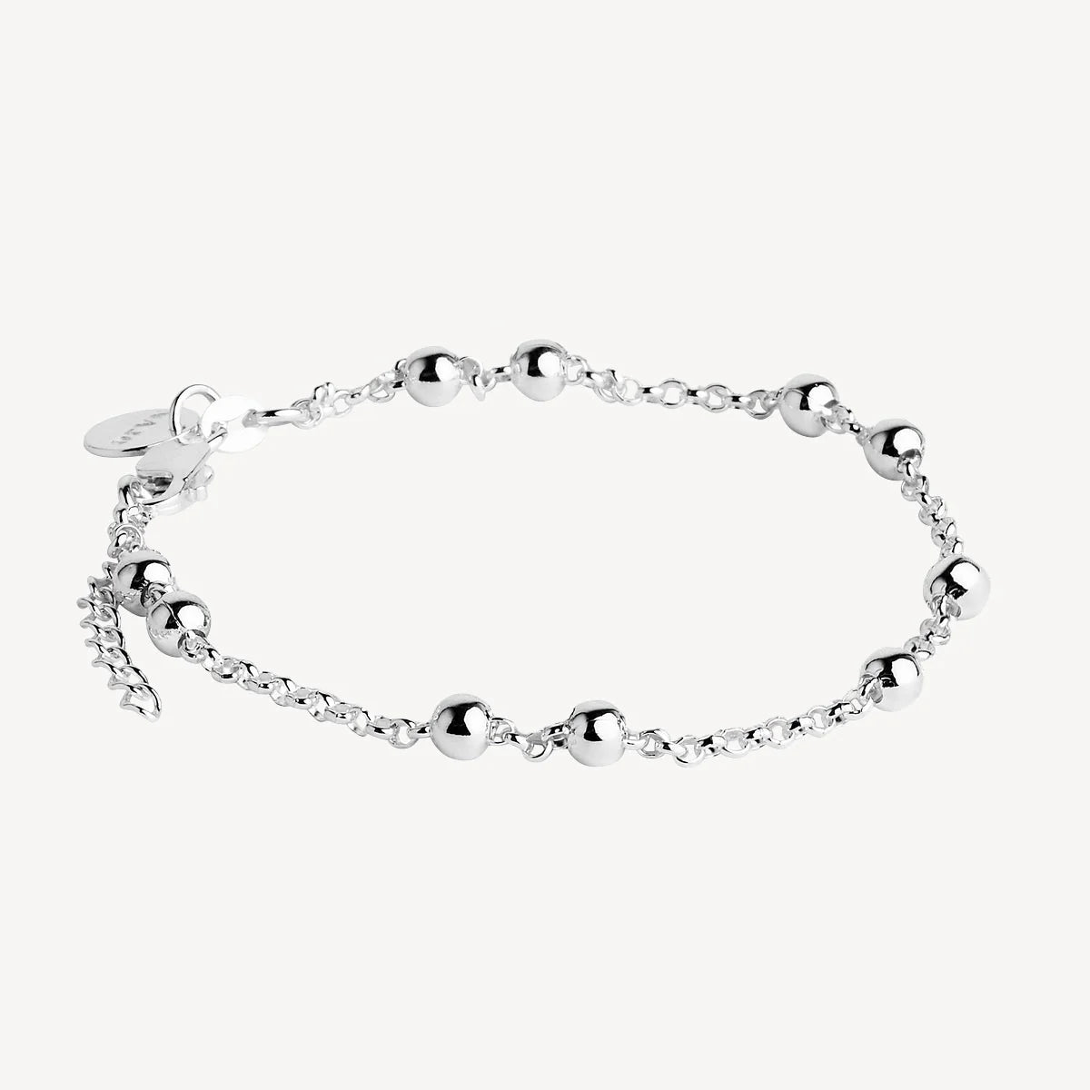 NAJO SINGLE STRAND SILVER BRACELET 4MM BALLS