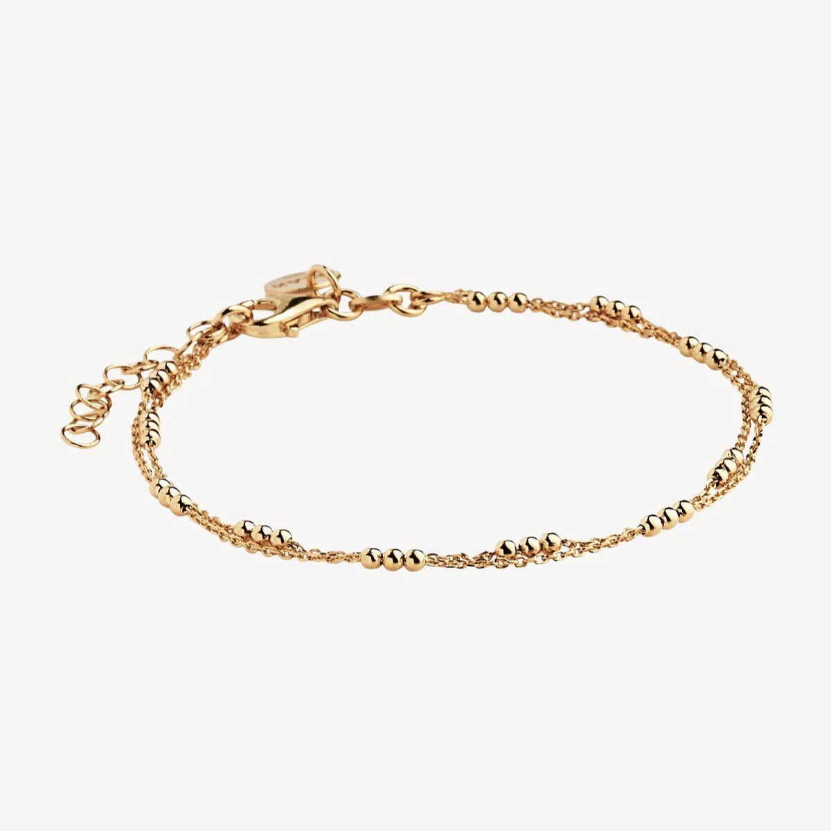 NAJO DOUBLE STRAND GOLD PLATED BRACELET W BEADS 18.5CM + 3CM EXT