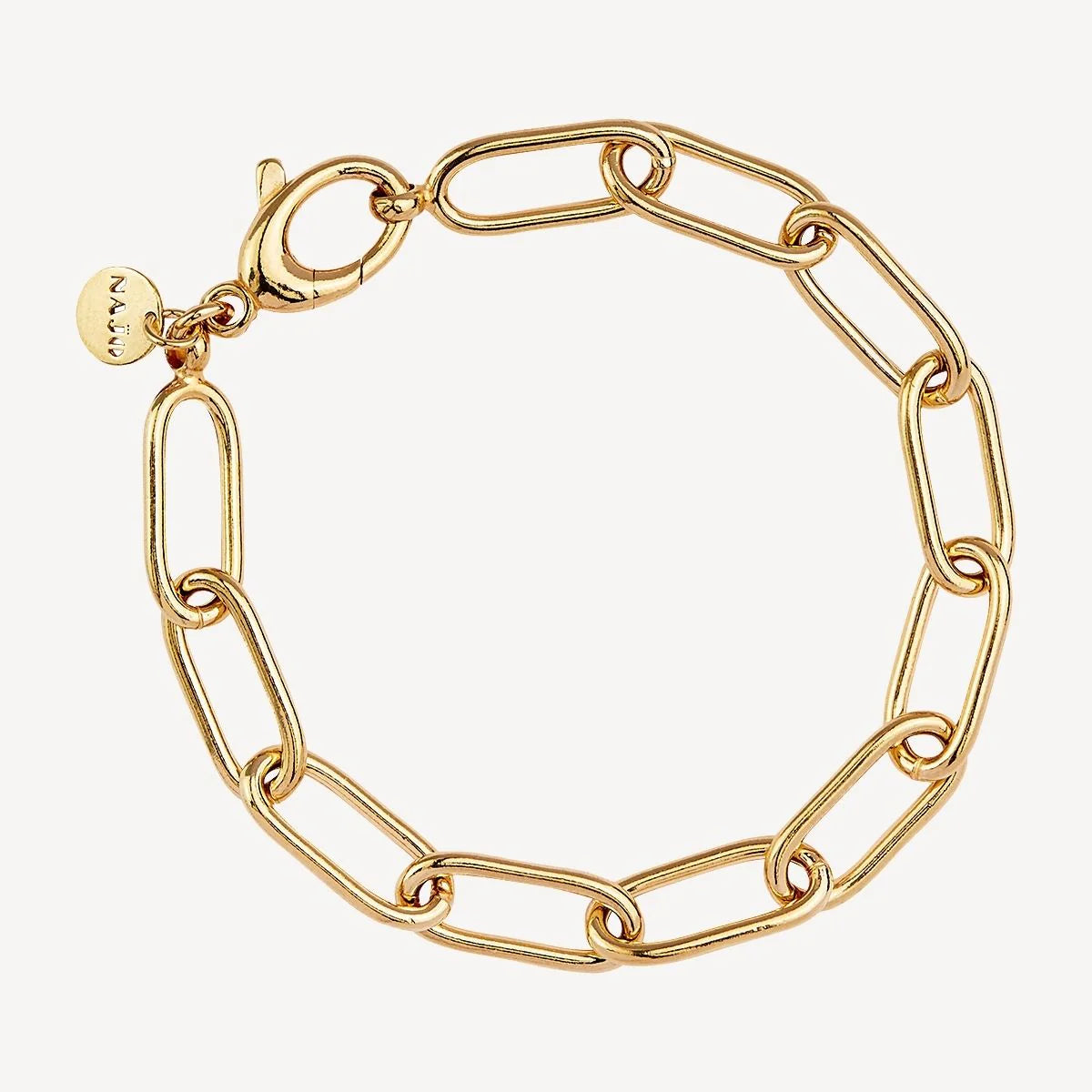 NAJO OVAL LINK GOLD PLATED BRACELET W FEATURE CLASP