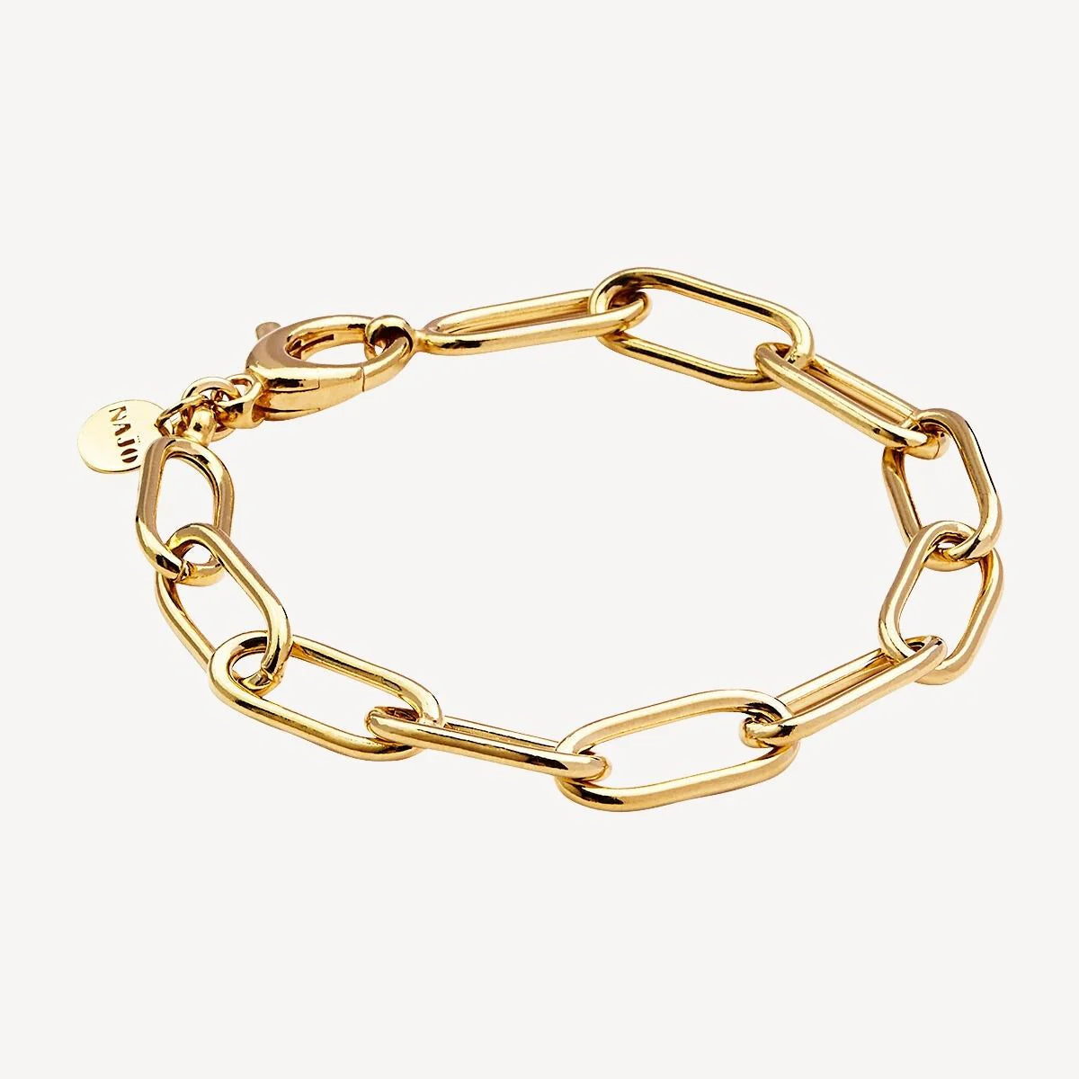 NAJO OVAL LINK GOLD PLATED BRACELET W FEATURE CLASP