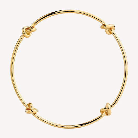 NAJO GOLD PLATED SILVER WIRE ROUND BANGLE W 4 KNOTS
