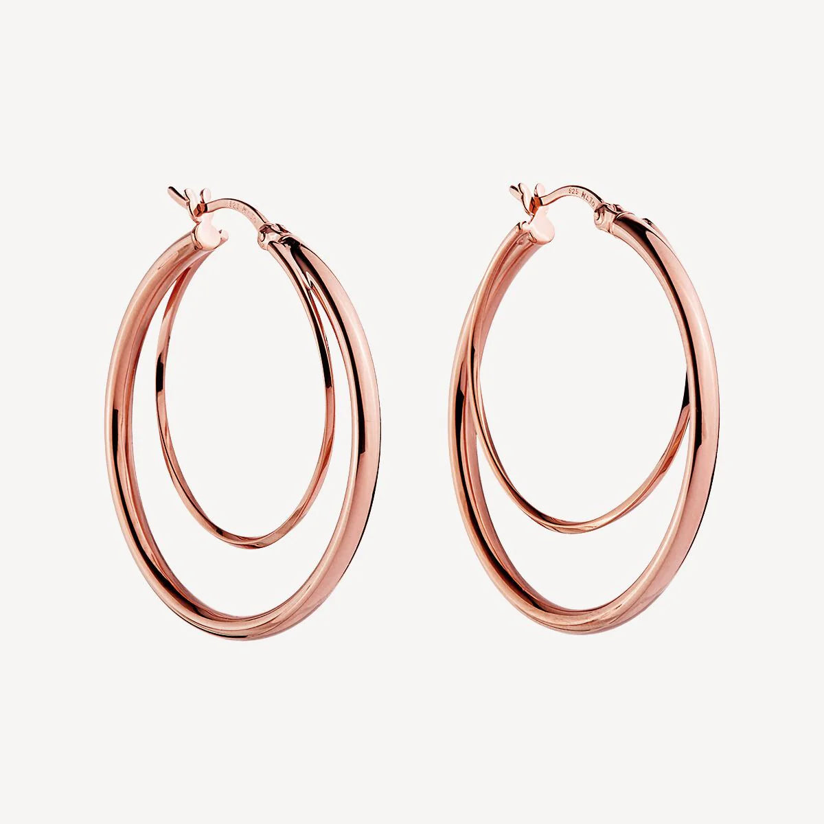 NAJO ROSE GOLD PLATED DOUBLE WIRE ROUND HOOP EARRING LEVER CLASP