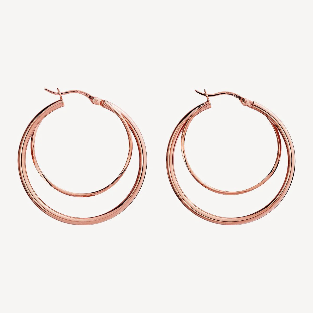 NAJO ROSE GOLD PLATED DOUBLE WIRE ROUND HOOP EARRING LEVER CLASP