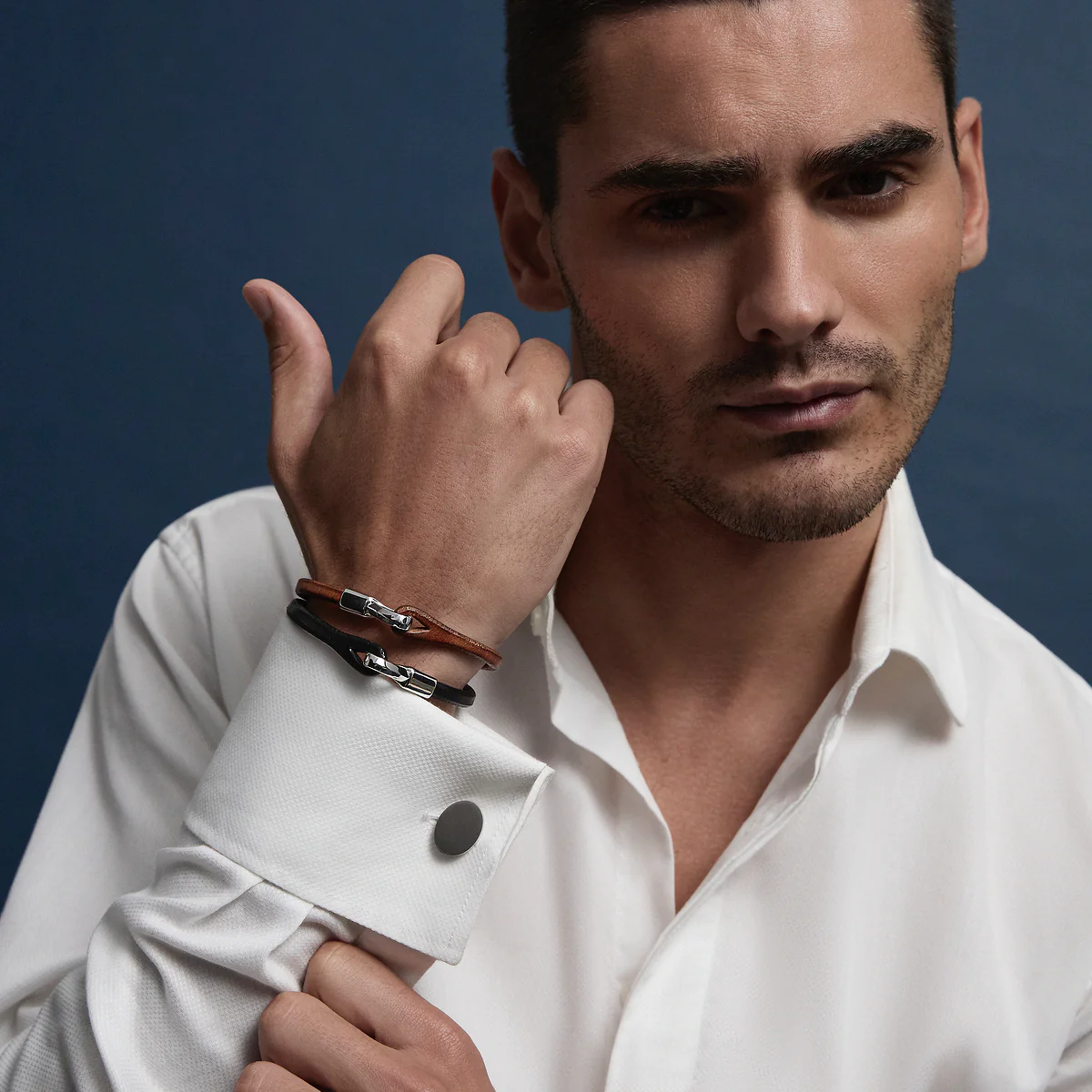 NAJO MENS KINSHIP TAN LEATHER STRAP BRACELET