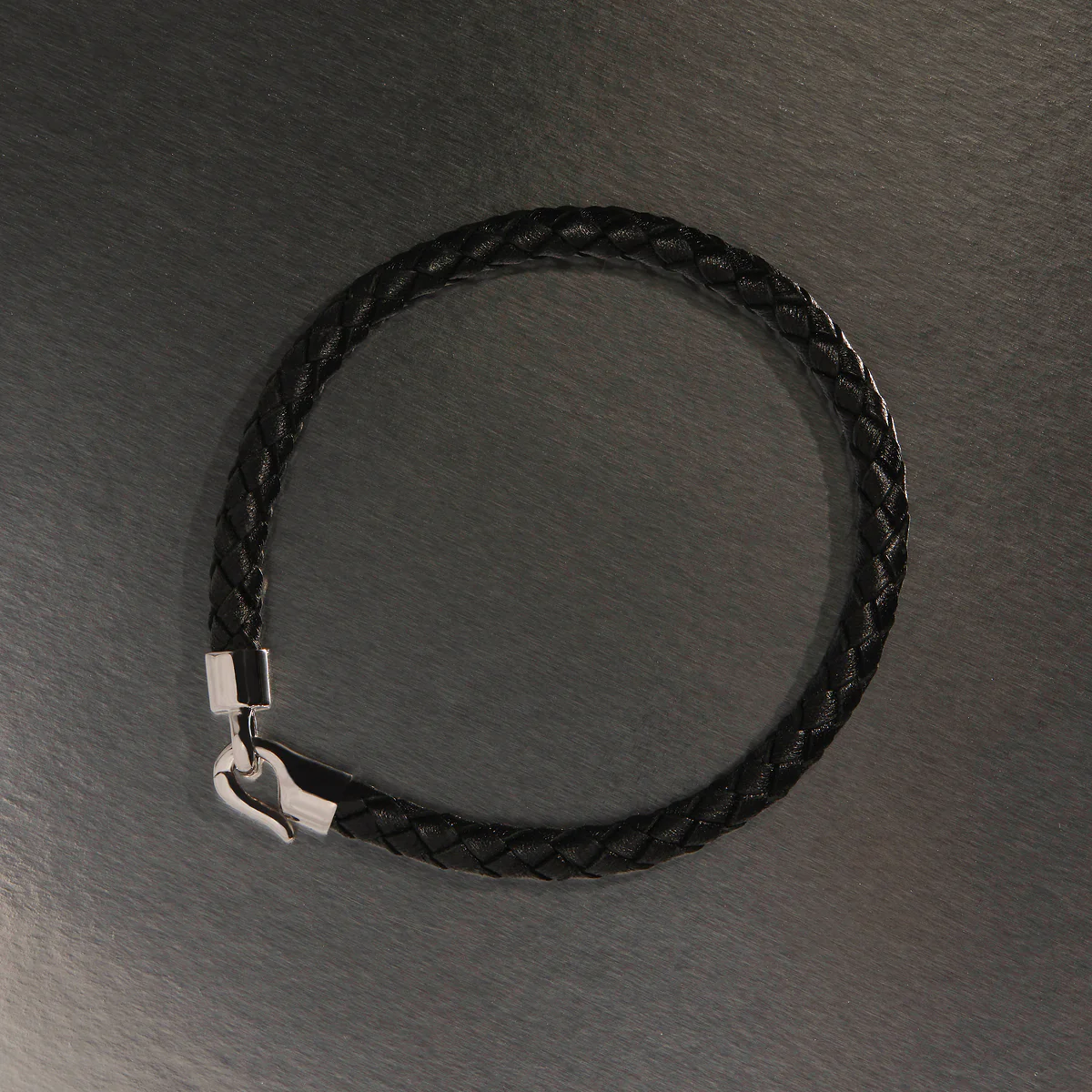 NAJO MENS THE MARINER BLACK LEATHER BRACELET 23CM