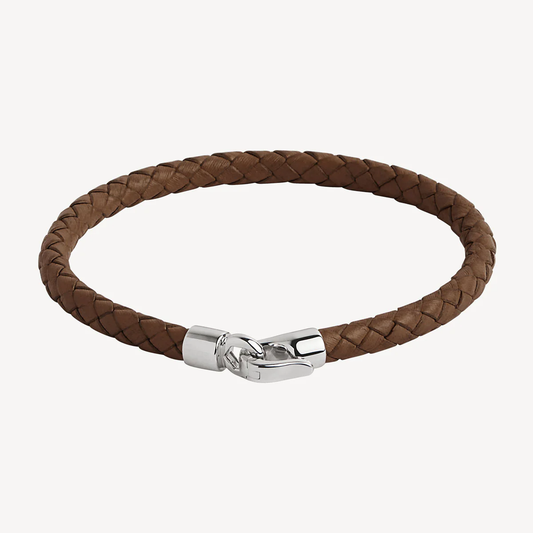 NAJO MENS THE MARINER TAN LEATHER BRACELET 21CM