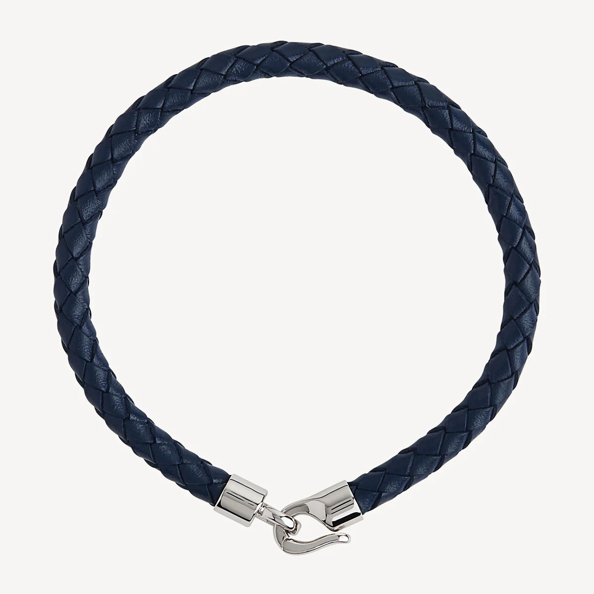 NAJO MENS THE MARINER NAVY LEATHER BRACELET 21CM