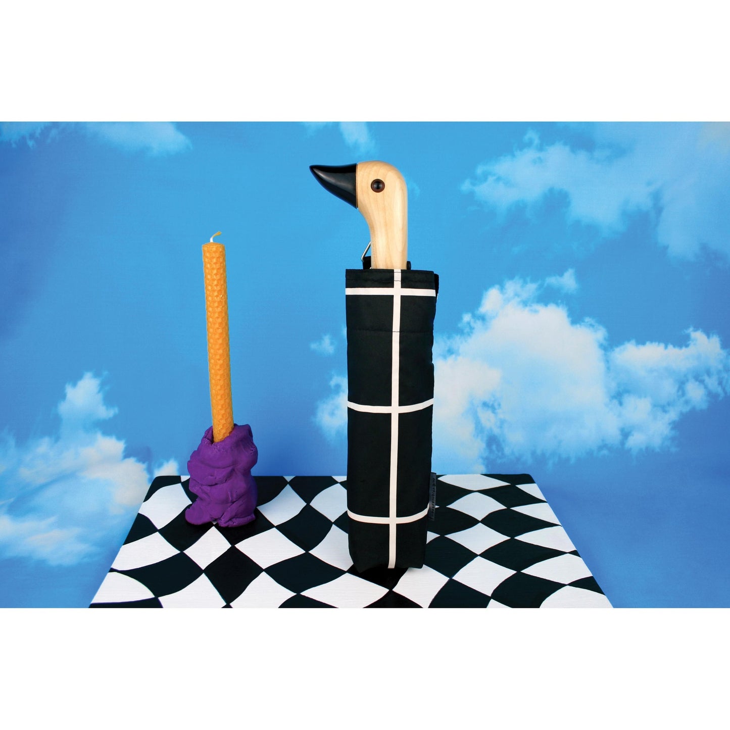DUCK UMBRELLA COMPACT BLACK GRID
