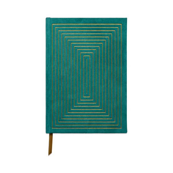 DESIGNWORKS INK SUEDE CLOTH JOURNAL LINEAR BOXES GREEN