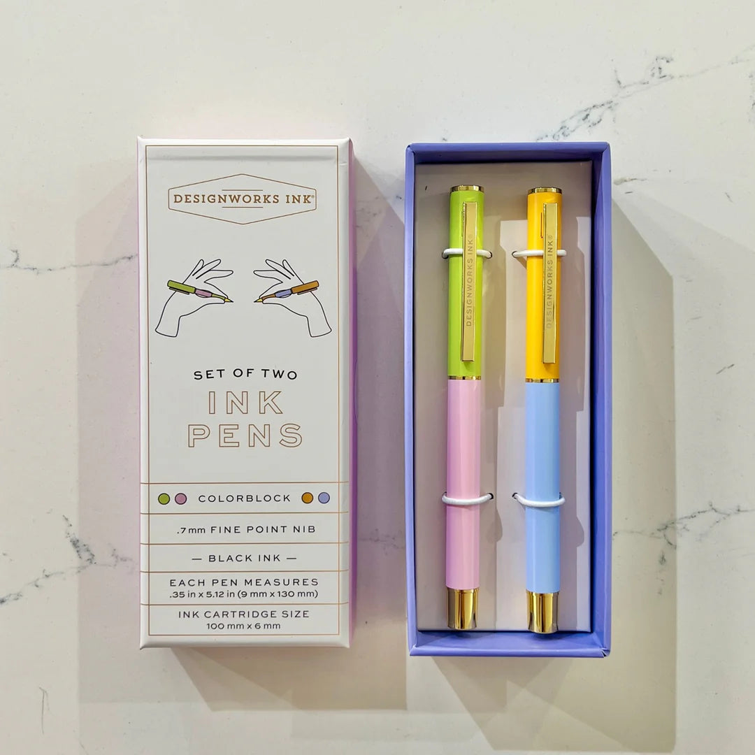 DESIGNWORKS INK COLOUR BLOCK PENS LILAC & CORNFLOWER