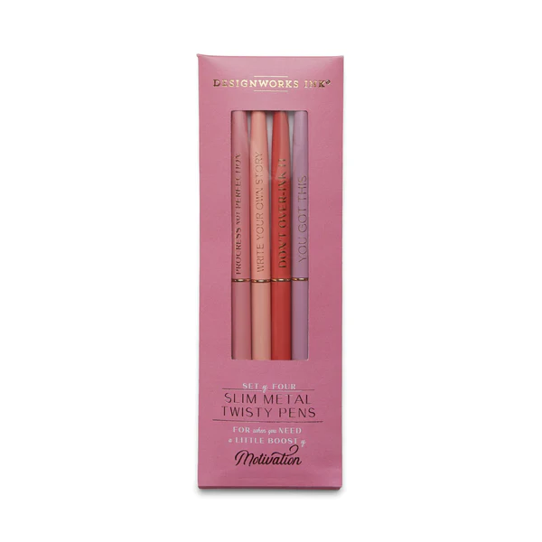 DESIGNWORKS INK TWISTY SLIM PEN SET- MOTIVATION SET 4