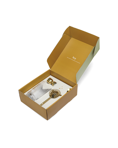 HERE'S HOW RENLEY BAR TOOL SET - JIGGER, STRAINER, SPOON, BEAKER