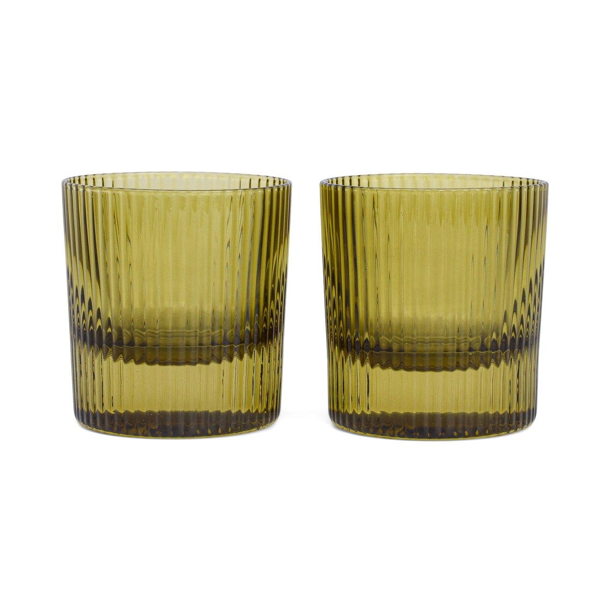 HERE'S HOW THE SCOUT LOWBALL GLASS SET 2 OLIVE