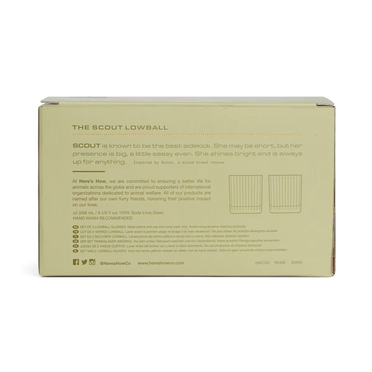 HERE'S HOW THE SCOUT LOWBALL GLASS SET 2 OLIVE