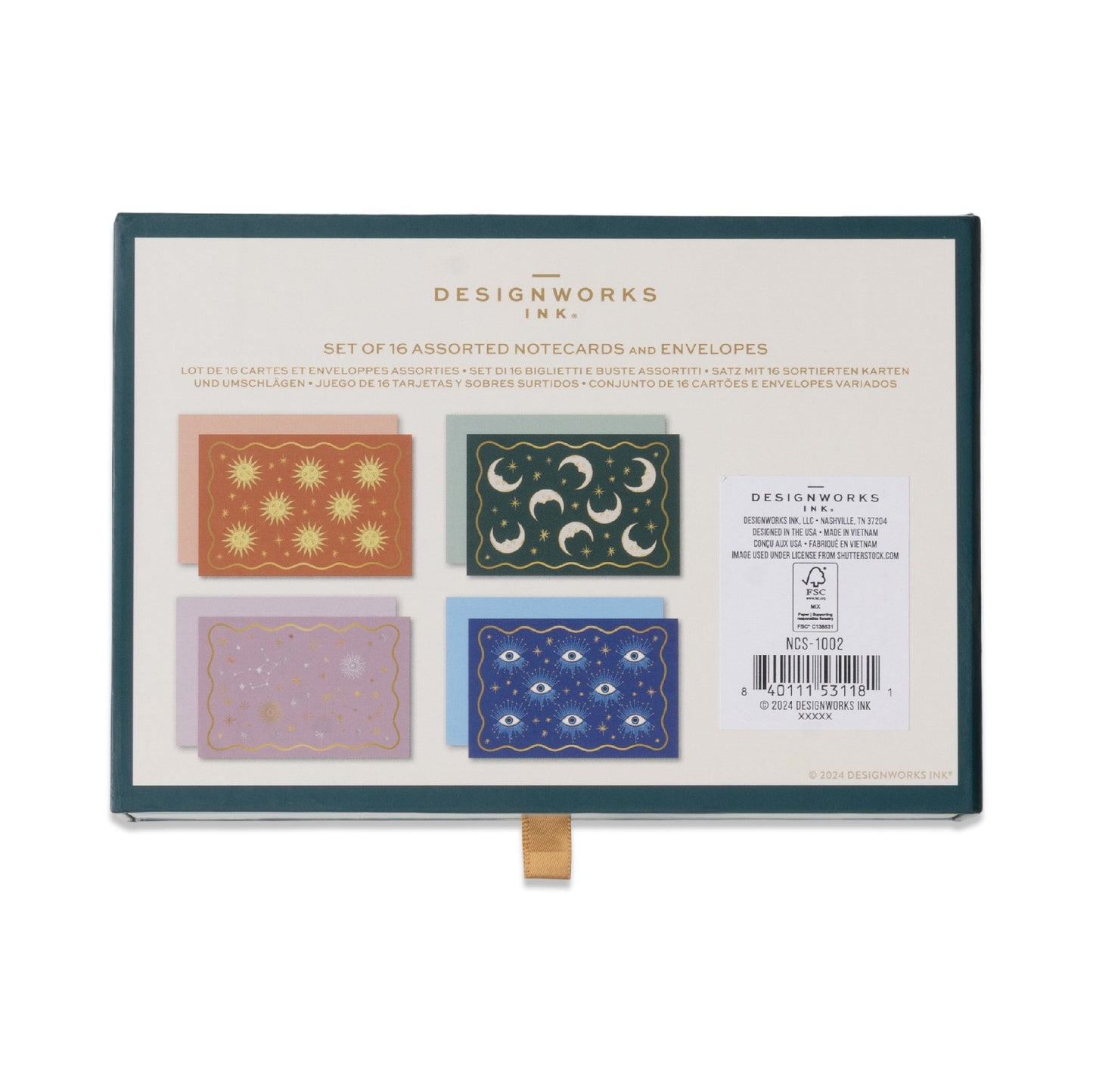 DESIGNWORKS INK NOTECARD SET 16 - CELESTIAL