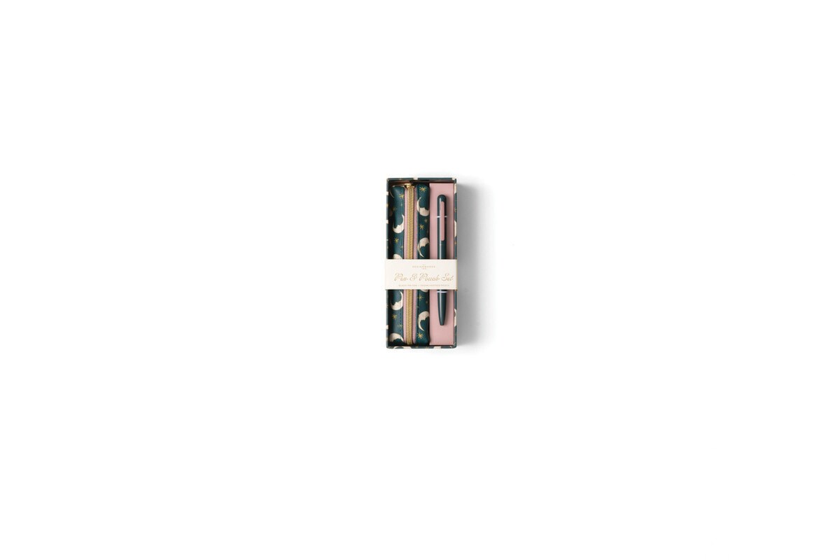 DESIGNWORKS INK PEN & POUCH SET - TEAL MOON