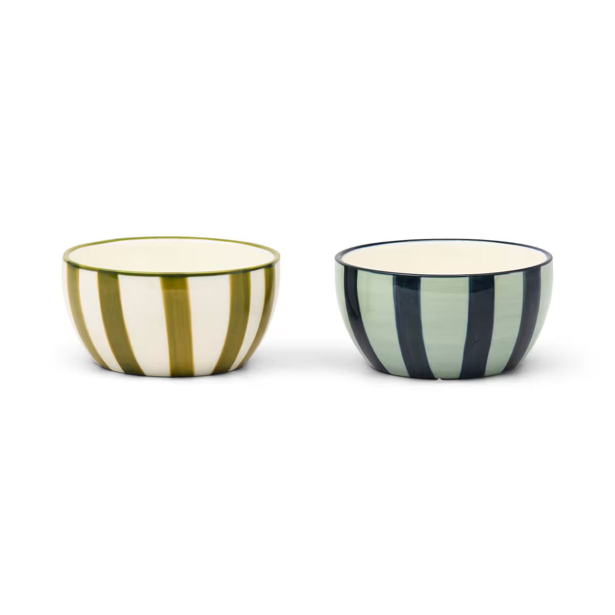 HERE'S HOW BELLA SET 2 DIPPING BOWLS - GREEN & BLUE STRIPE