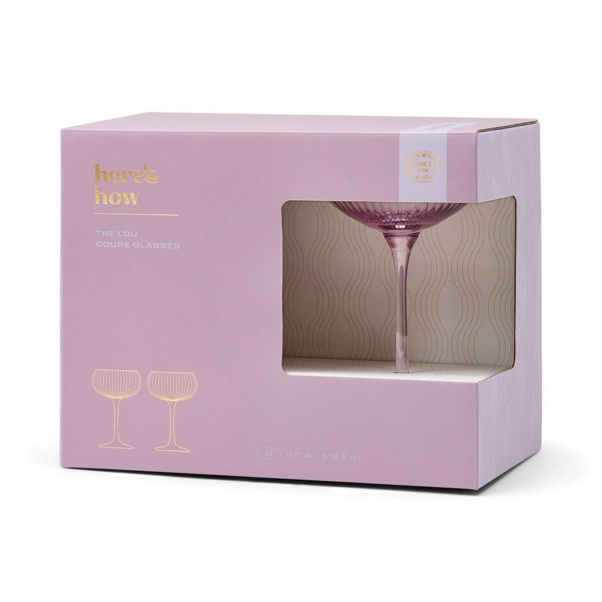 HERE'S HOW LOU COUPE GLASS SET 2 LILAC