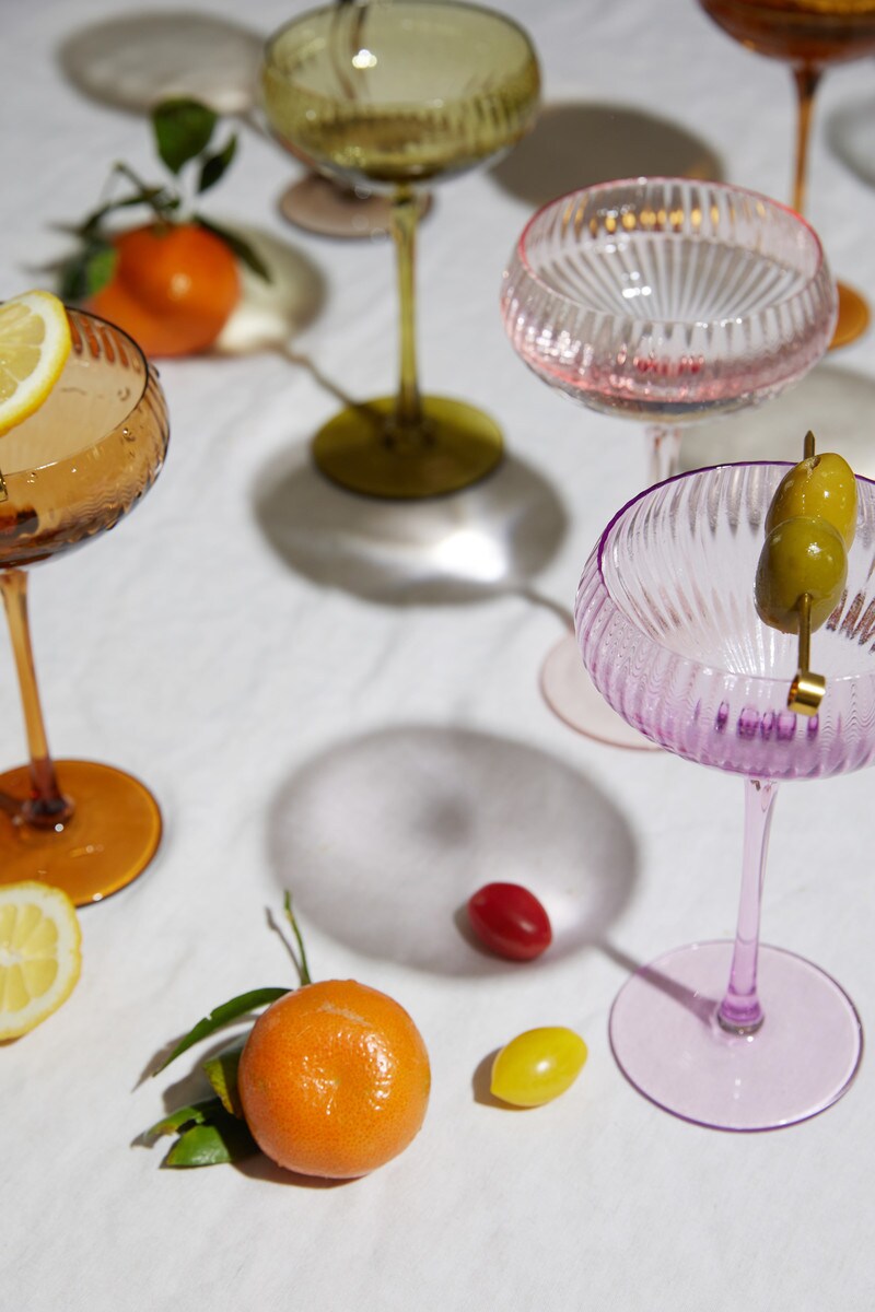 HERE'S HOW LOU COUPE GLASS SET 2 LILAC