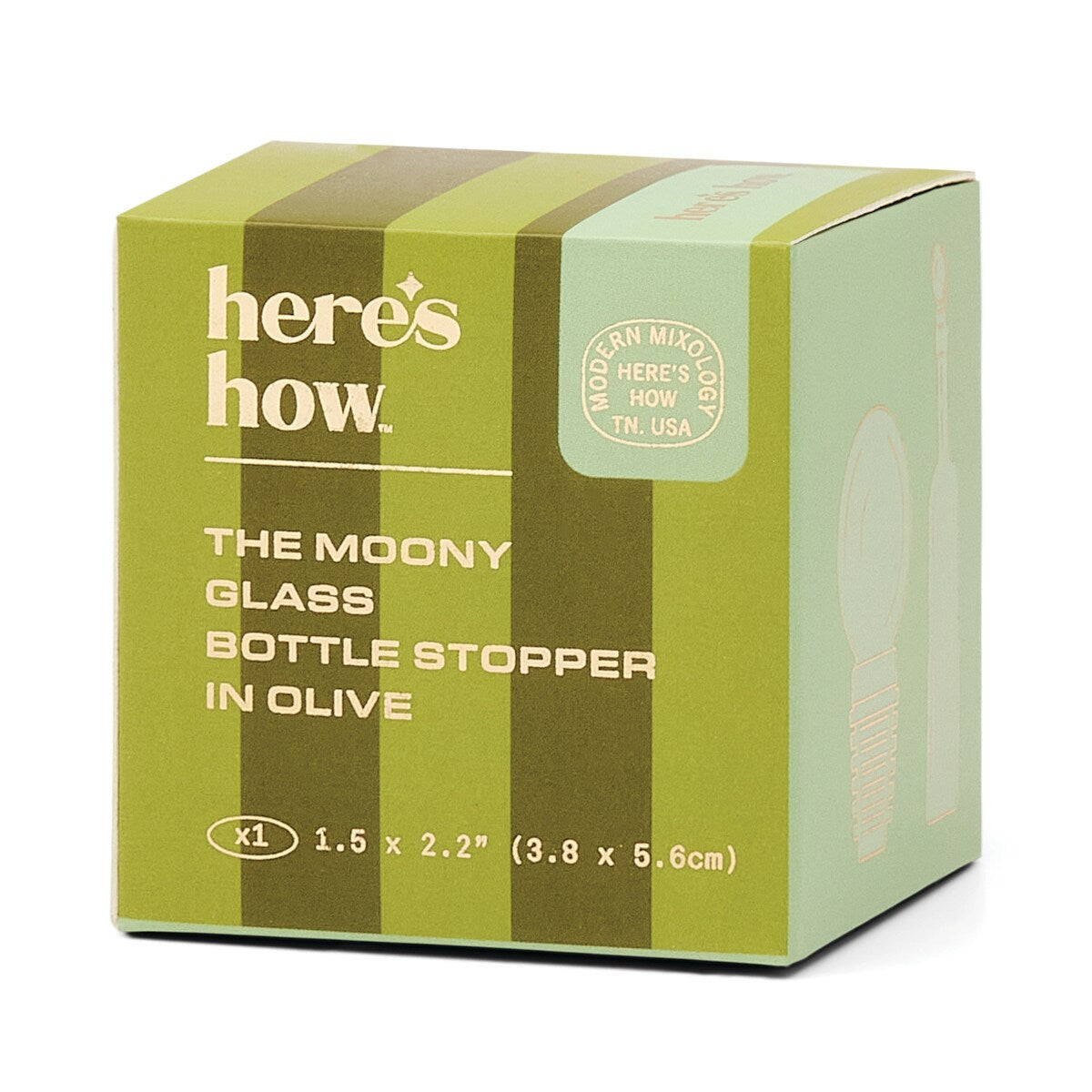 HERE'S HOW THE MOONY GLASS BOTTLE STOPPER - OLIVE