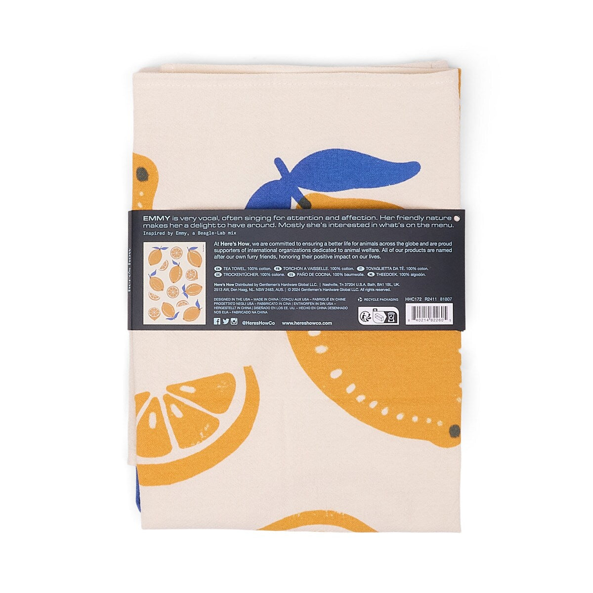 HERE'S HOW THE EMMY TEA TOWEL - LEMONS