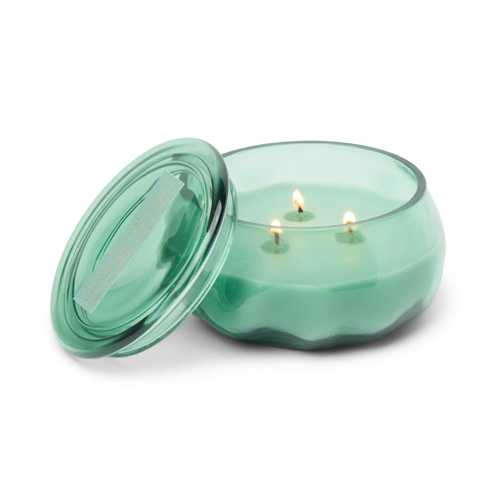 PADDYWAX GLASS CANDLE BASALT TURQUOISE 10OZ - FRESH AIR & SEA SALT
