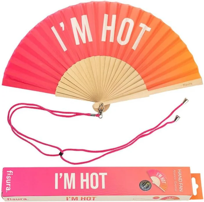 HAND FAN 'I'M HOT' PINK & ORANGE