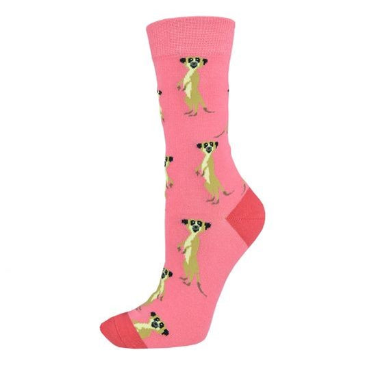 BAMBOOZLD SOCKS MEERCAT PINK SIZE 2-8