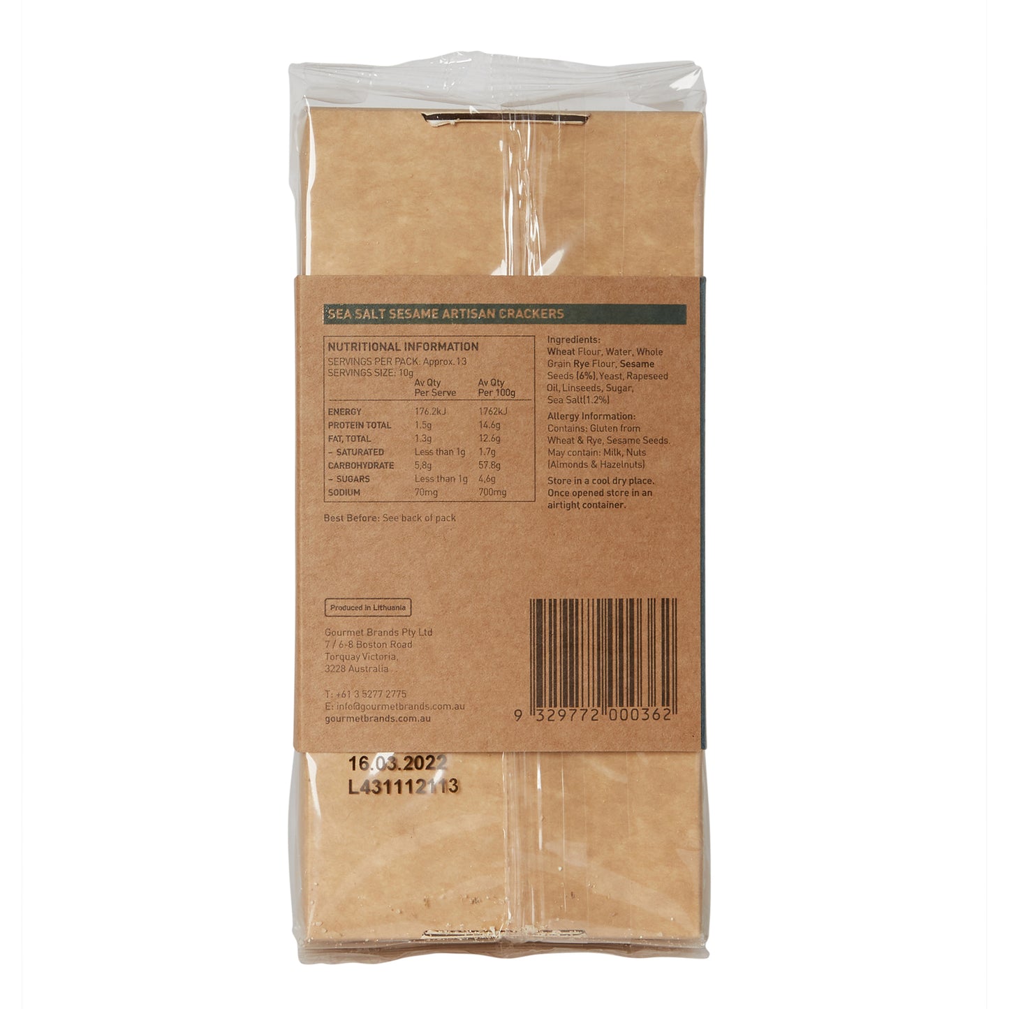 VALLEY PRODUCE ARTISAN FLATBREAD SEA SALT & SESAME