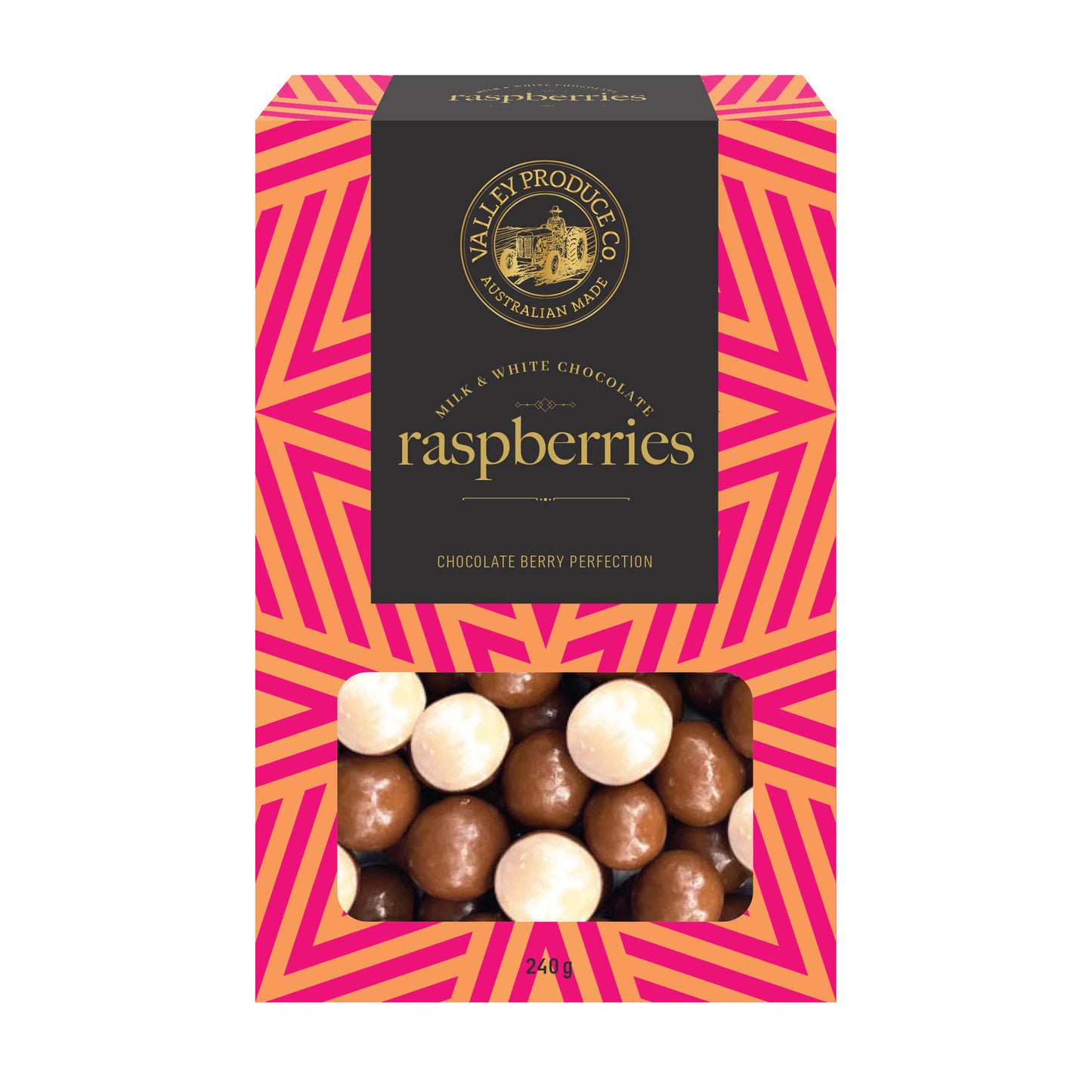 VALLEY PRODUCE MILK & WHITE CHOCOLATE RASPBERRIES