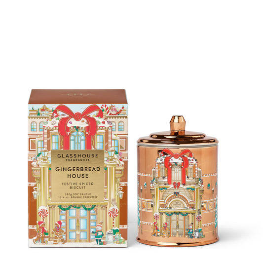GLASSHOUSE CHRISTMAS CANDLE GINGERBREAD HOUSE
