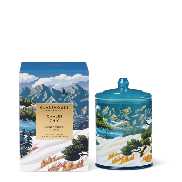GLASSHOUSE CANDLE CHALET CHIC 380G