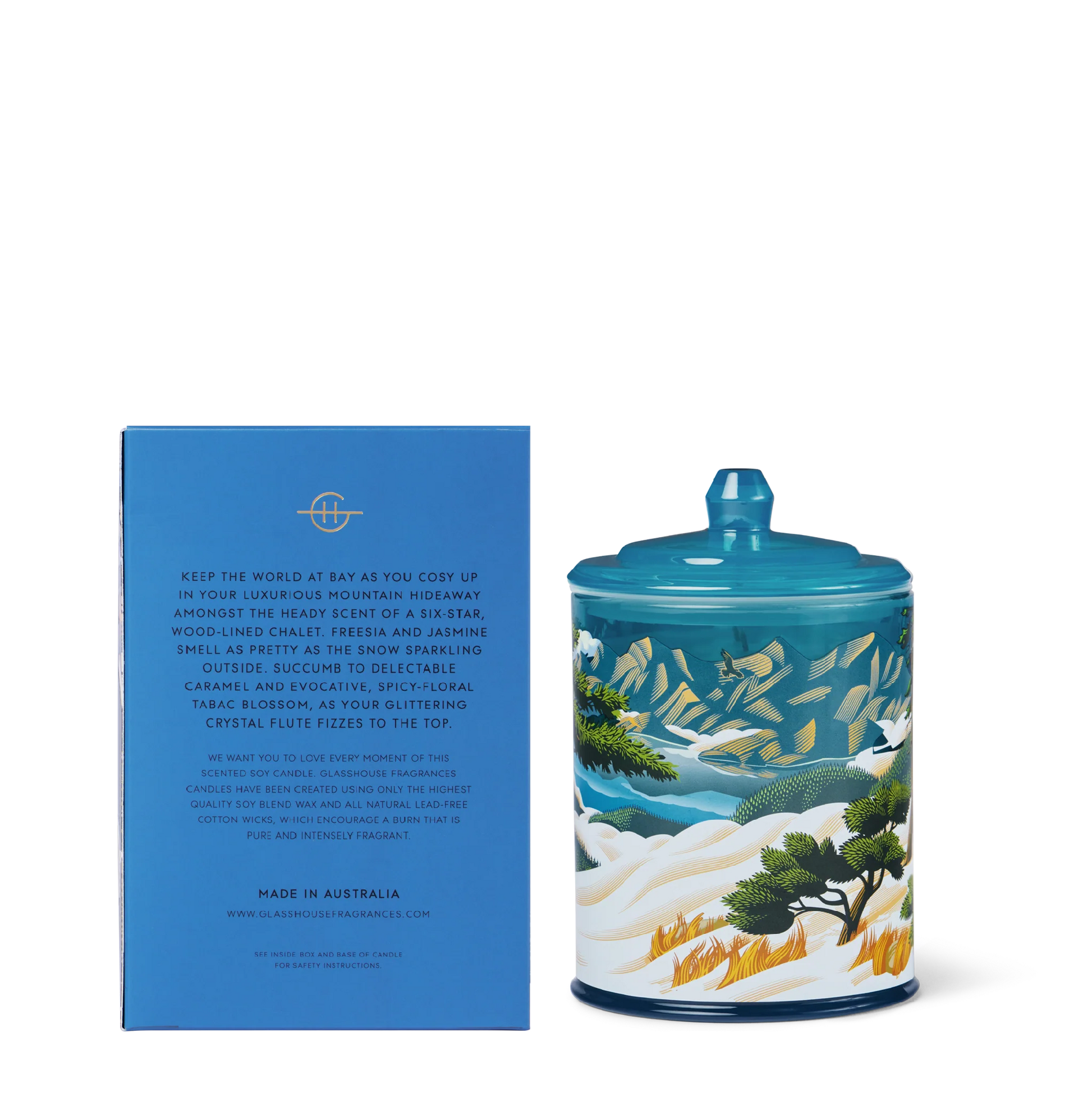 GLASSHOUSE CANDLE CHALET CHIC 380G