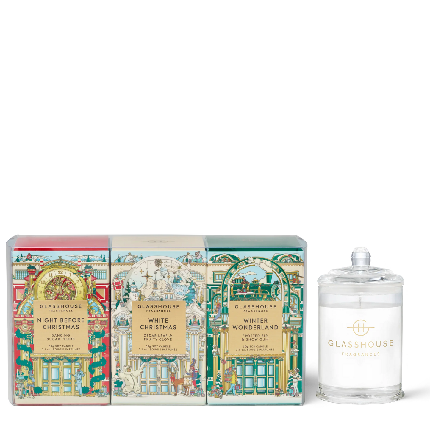 GLASSHOUSE CHRISTMAS MINI CANDLE TRIO