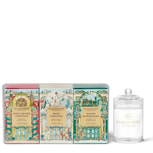 GLASSHOUSE CHRISTMAS MINI CANDLE TRIO