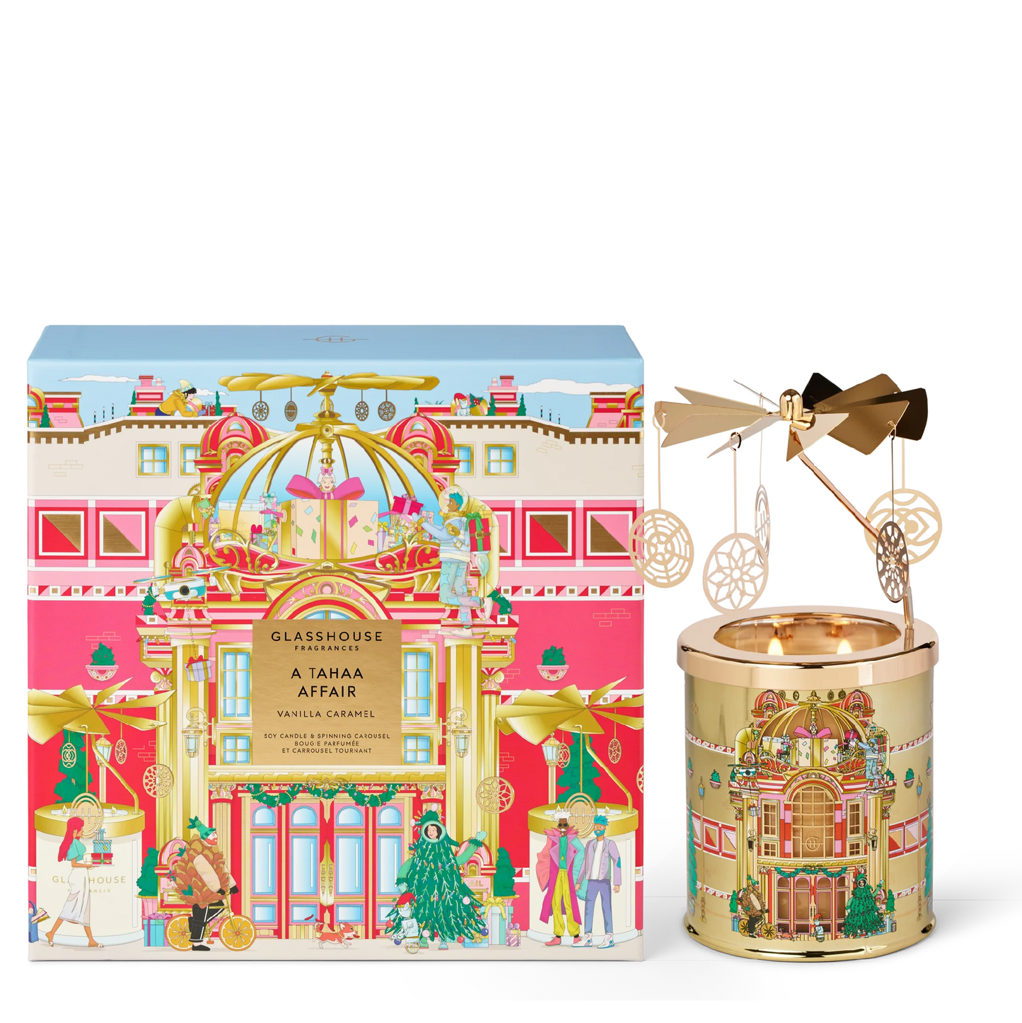GLASSHOUSE CHRISTMAS SPINNING CAROUSEL GIFT SET