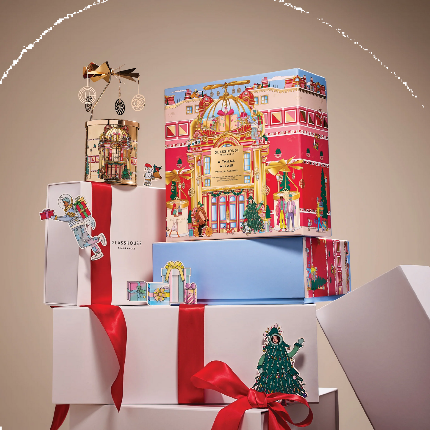 GLASSHOUSE CHRISTMAS SPINNING CAROUSEL GIFT SET