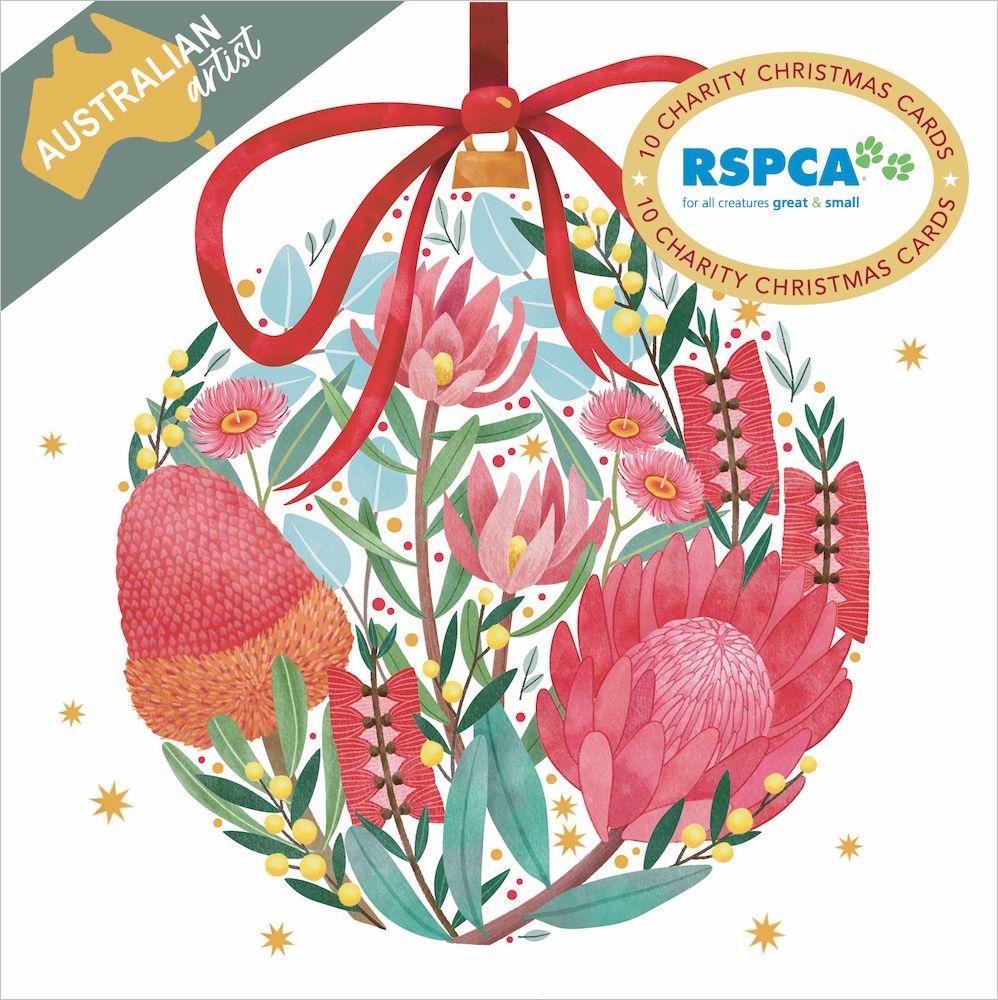 CHARITY CHRISTMAS CARD PACK RSPCA - FLORAL BAUBLE