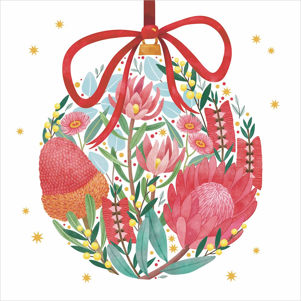 CHARITY CHRISTMAS CARD PACK RSPCA - FLORAL BAUBLE