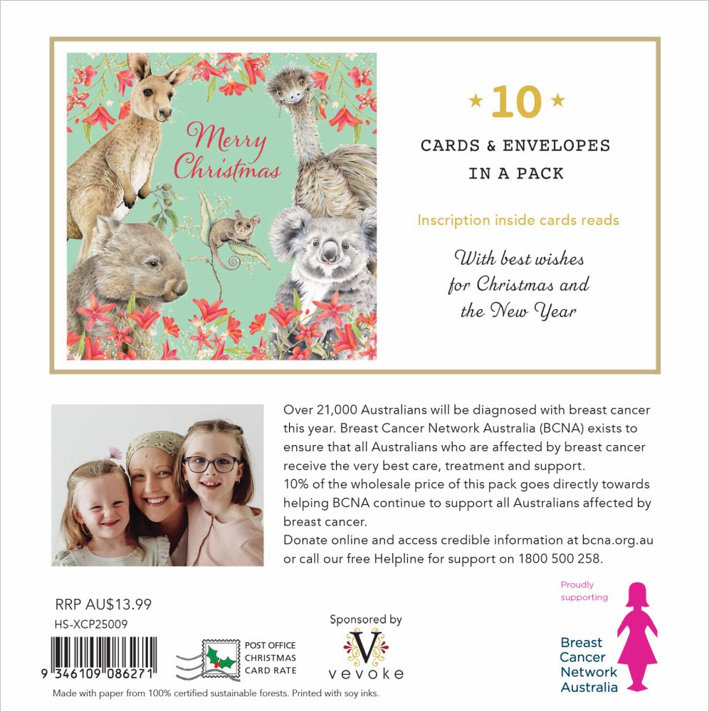 CHARITY CHRISTMAS CARD PACK BCNA - ANIMAL GREETINGS