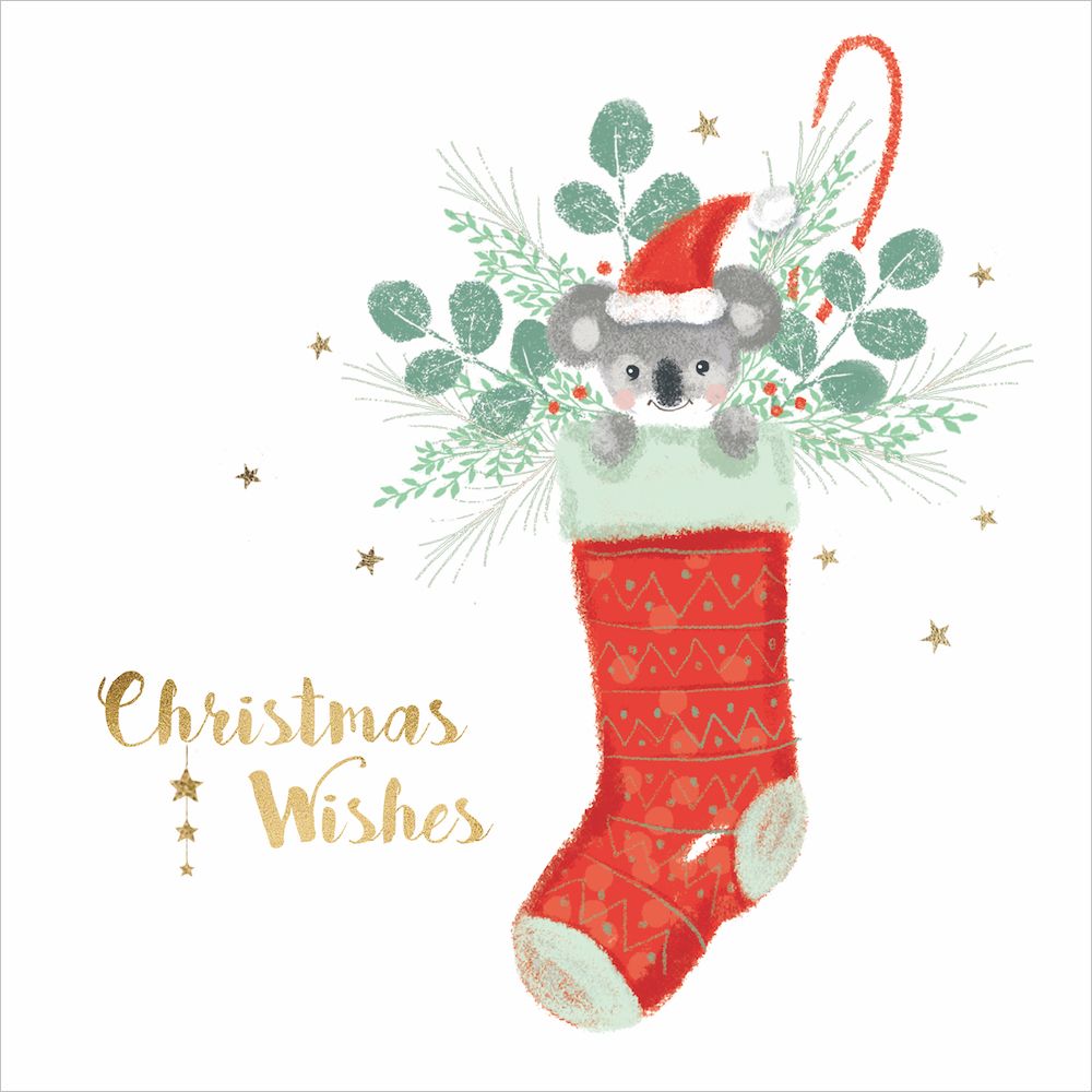 CHARITY CHRISTMAS CARD PACK BCNA - KOALA STOCKING