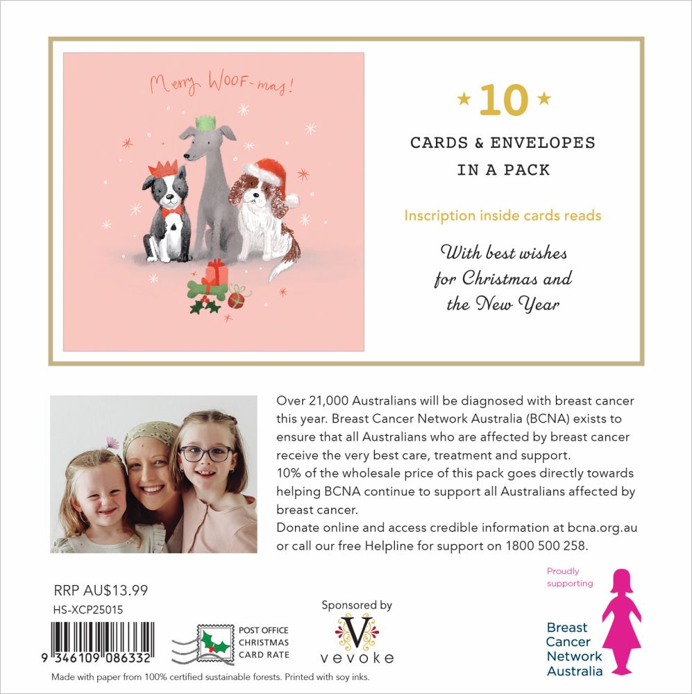 CHARITY CHRISTMAS CARD PACK BCNA - DOG PRESENTS