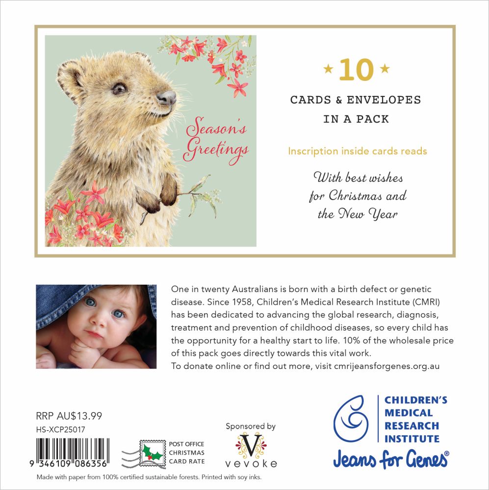 CHARITY CHRISTMAS CARD PACK CMRI - QUOKKA GREETINGS