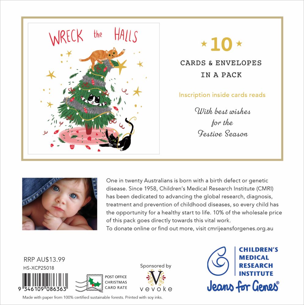 CHARITY CHRISTMAS CARD PACK CMRI - WRECK THE HALLS