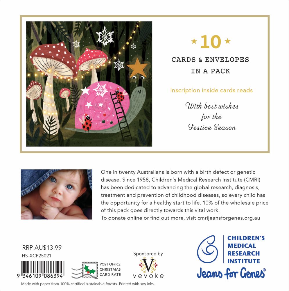 CHARITY CHRISTMAS CARD PACK CMRI - MUSHROOM FOREST
