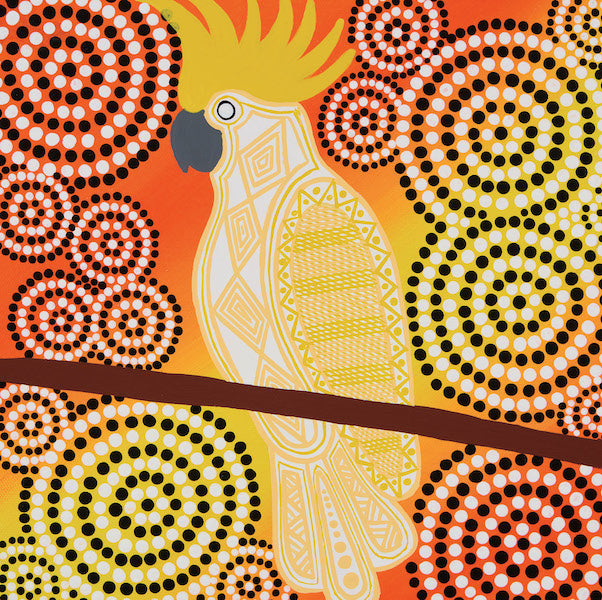 ABORIGINAL ART CARD YELLOW COCKATOO