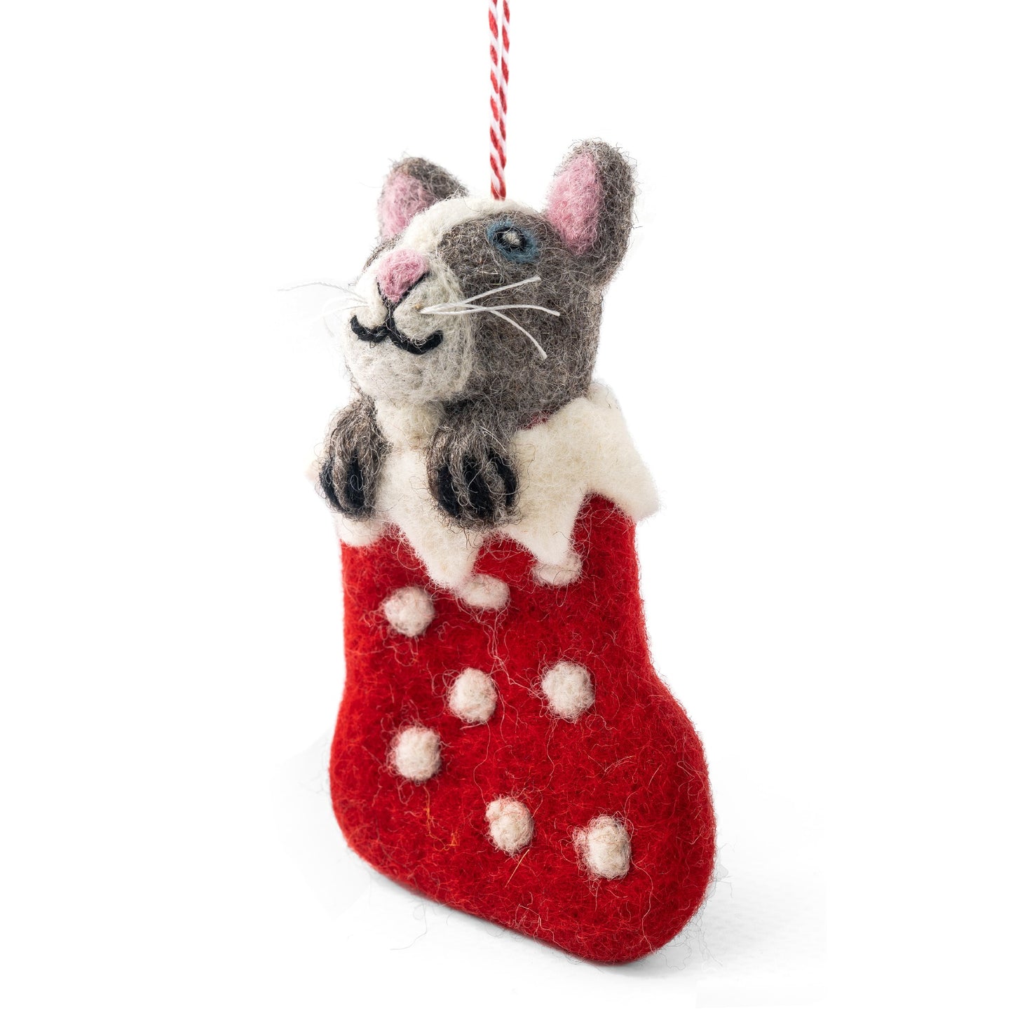 DECORATION CAT GREY STOCKING