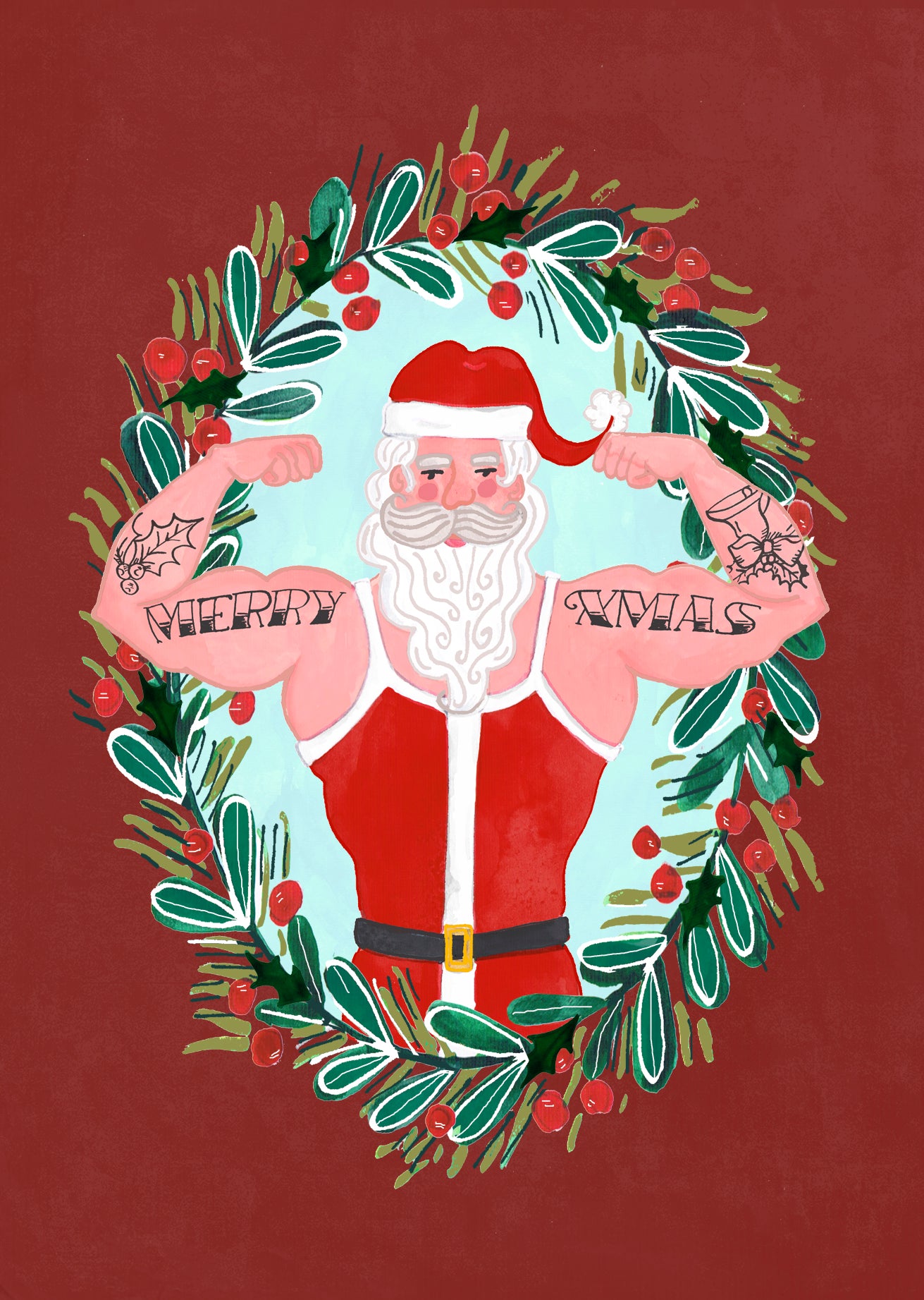 REDDISH DESIGN CARD STRONG SANTA